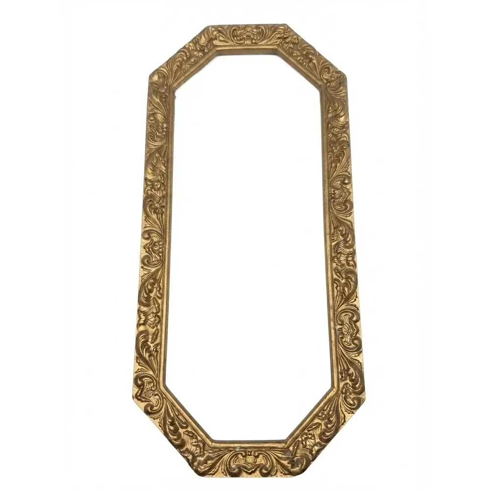 Vintage Gold Ornate Elongated Octagon Frame Hollywood Regency Syroco Plastic